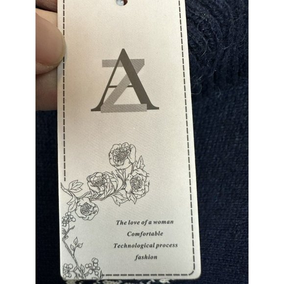 AZ Cape Poncho With Sleeves Navy With Boho Aztec Design - Picture 6 of 15